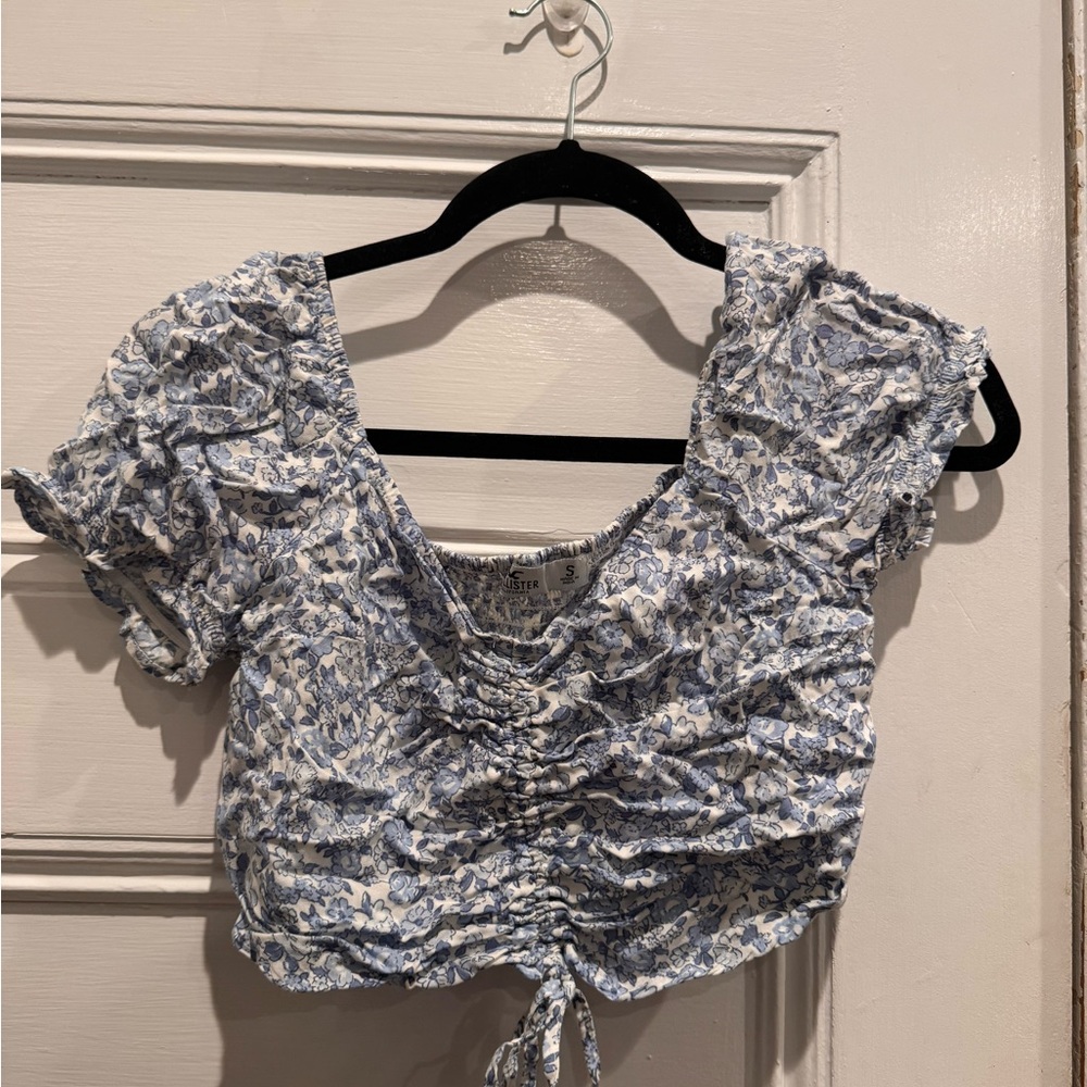 Hollister Blue Floral Crop Top